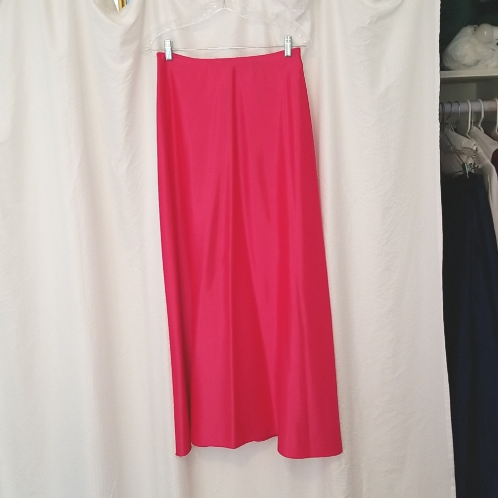 Bright pink long maxi skirt.